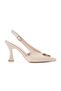 Women's Beige Thin Heeled Stylish Buckle Detailed Pointed Toe Open Back Stylish Evening Dress Stiletto - 2