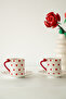 Set of 2 Porcelain Coffee Cups with Bowknot Handles - 3