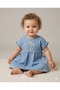 Daisy Embroidered Baby Girl Denim Dress - 100% Cotton - 5