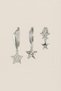 Silver Colored Zircon Stone Multi-Star 3-Piece Earring Set
