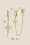 Gold Color Zircon Stone and Polar Star Figured 3-Piece Earring Set - 4