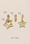 Gold Color Zircon Stone Double Star Detailed 3-Piece Hoop Earring Set - 4