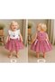 Baby Girl Strawberry Embroidered Gingham Cotton Summer Stylish & Casual Dress - 5