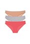 3 Pieces Super Eco Set Lycra Women's Slip Panties Skin Gray Fuchsia