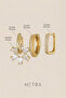 Gold Color Zircon Stone Flower Detailed 3-Piece Hoop Earring Set - 4