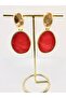 Oval Earrings with Dangle Pink Gold Detail - 2