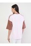 Pink Oversized Color Block Printed T-Shirt - 5