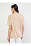 Beige 100% Cotton Oversized T-Shirt with Slit and Badge Detail - 5