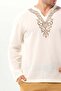 Long Sleeve Midas V-Neck Embroidered Şile Cloth Men's T-Shirt |   Summer Men's Tshirt Cream Krm - 3