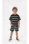 Striped Printed Boys' Shorts and T-Shirt (100% Cotton Standard Fit with Decorative Pocket and Drawstring Details)