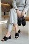 Pasion Black (7 cm Heel Length) Square Toe Heeled Slippers Shoes - 2