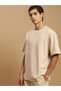 Men Beige Crew Neck 100% Cotton Oversized T-Shirt - 3