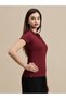 Burgundy Solid Short Sleeves Polo Top - 3