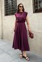 Women's Plum Modal Touch Padded Blouse Pleated Skirt Top and Bottom Set - 2