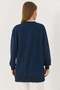 Women's Stripe Stone Oysho Fabric Long Sleeve Tunic Navy Blue - 5