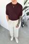 Brown Basic Knitwear Relaxed T-Shirt