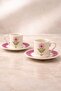 2-Person Porcelain Purple Daisy Patterned Coffee Cup Set 90ml - 5