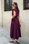 Women's Plum Modal Touch Padded Blouse Pleated Skirt Top and Bottom Set - 6