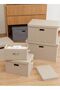 Cotton Linen Folding Storage Boxes With Lids Decorate The Handle Storage Box (off-white，44*29*30cm）