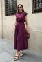 Women's Plum Modal Touch Padded Blouse Pleated Skirt Top and Bottom Set