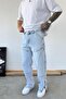 Ice Blue Design Zipper Detail Baggy Trousers