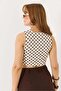 Women's polyamide polka dot crop top - cream - 6