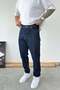 Dark Blue Reverse Stitch Detail Boyfriend Pants