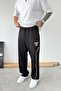 Black New York Leg Adjustable Detail Baggy Tracksuit