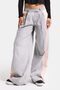 Women's Gray Pink 3S6-12 Palazzo Fit Double Piece Special Design Denim Jeans - 4