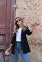 Black Single Button Blazer - 7