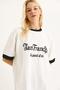 Printed Oversize Women's T-Shirt with Garnished Sleeves White - 4