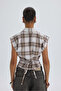 Frenzy Plaid Ecru Short Shirt - 5