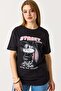 Women's Printed Crew Neck Short Sleeve Tshirt Black - 3