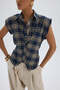 Frenzy Plaid Navy Blue Short Shirt - 4