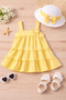 Girl's Plaid Hat and Cotton Summer Dress - 5