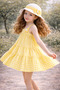 Girl's Plaid Hat and Cotton Summer Dress - 2