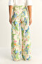 Women's Cream Green Vintage Pattern High Waist Denim Trousers Dp251033 60286008 - 8