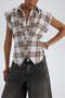 Frenzy Plaid Ecru Short Shirt