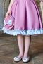 Girl's Pink Evening Dress with Balloon Sleeves, Brooch and Belt Detail at the Waist, and Ruffled Hem - 5