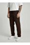 Men's Elastic Waist Lace-Up Cotton Linen Look Trousers Brown - 2
