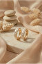 Elegant White Enamel Leaf Detailed Gold Color Hoop Earrings