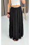 Women's Wrinkled Model Lined Skirt Black - 2