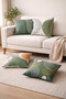 4-Pack Bohemian Boho Basic Green Cream Color Digital Printed Throw Pillow Covers - 2