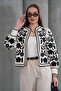 سترة مطرزة بنقشة الزهور وياقة مطرزة، سترة موسمية - 7