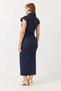 Women's drape detail lycra midi denim dress - light navy - 5