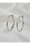 Silver Color Medium Size Steel Hoop Earrings-Tarnish Resistant-3.8 cm - 3