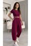 Women's Modal Fabric Pleated Cuffs Elastic Waist Single Bottom Shalwar Trousers - 3