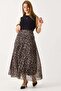 Women's Gathered Waist Lined Chiffon Skirt Leopard - 3