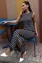 Navy Blue Crew Neck Striped Casual Dress Mg2803 - 5