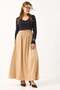 Women's long elastic waist flared satin skirt mink - 2